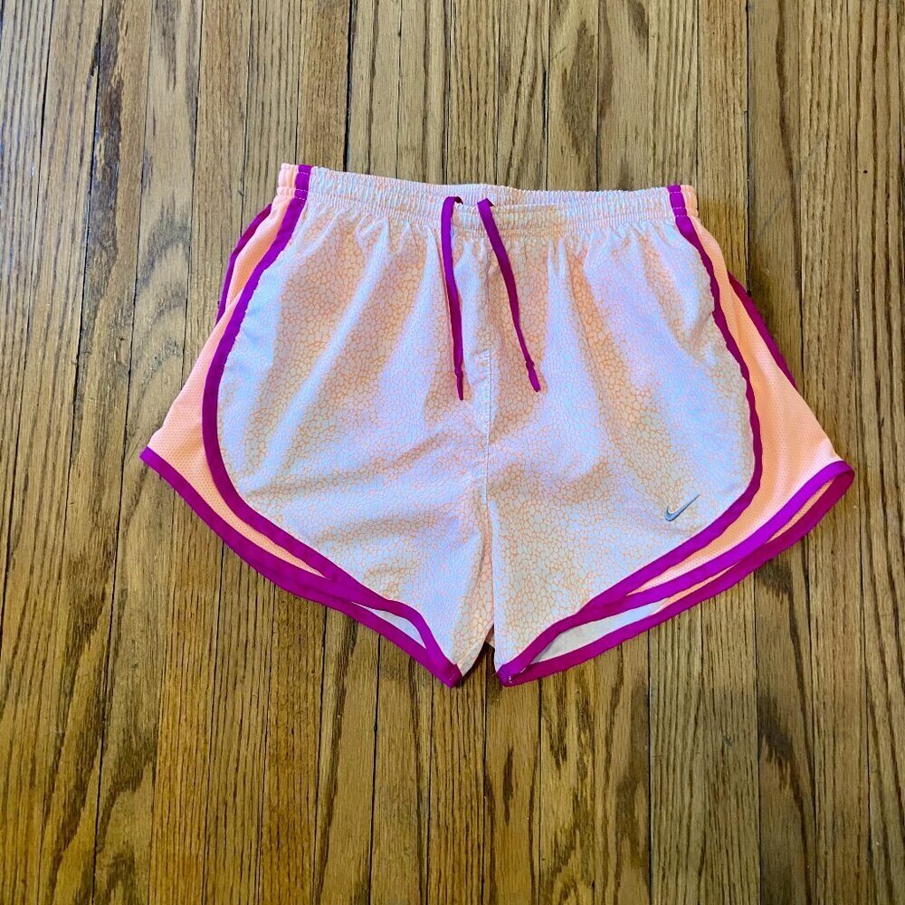Nike Pink Pattern Dot Animal Print Dry Fit Running Shorts Built in Liner Small